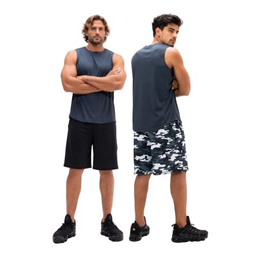 Image of DEVOPS Men's 2-Pack Loose-Fit 10 inch Workout Gym Shorts with Pockets