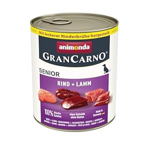 Nourriture pour chien GranCarno Senior d’animonda, nourriture humide pour chien de plus 7 ans, bœuf + agneau, 6 x 400 g