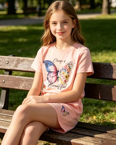 Image of 7-14Y Tween Girl Clothes 2 Piece Short Sleeve Tie Dye Heart Print Top and Shorts Teen Girl Summer Outfits Short Set