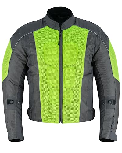 Jet Giacca da moto da uomo in tessuto estivo a rete imbottita Aero Cool rimovibile impermeabile Liner VIPER, Grigio Fluro, M
