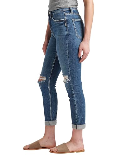 Silver Jeans Co. Women's 90s Boyfriend High Rise Slim Leg Jeans-Legacy4