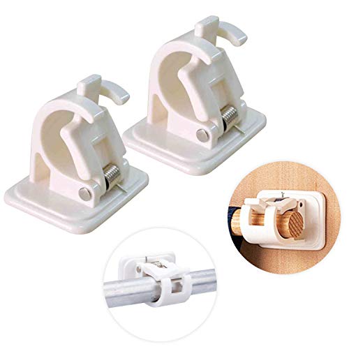 2 soportes de plástico para barra de cortina, barra de soporte autoadhesiva, para baño, sala de sauna, sin taladrar, asas de barra, carpetas de fijación de toallas, barras de cortina blancas.