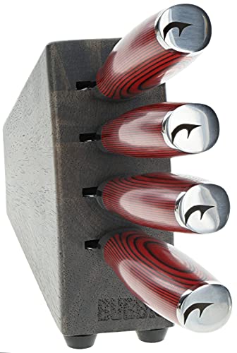 BUBBA Steak Knife Set for all your carving and slicing needs with G10 Handles, Premium German Stainless Steel and a Parawood Knife Block.