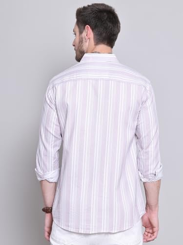 Image of Majestic Man Men Cotton Classic Slim Fit Opaque Striped Casual Shirt
