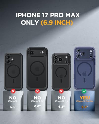 Image of Miracase for iPhone 17 Pro Max Case 6.9 inch Full-Body Phone Case with Built-in Glass Screen Protector& Full Camera Protector,[Magnetic with MagSafe] Drop Proof 17 ProMax Cover, Clear Blue