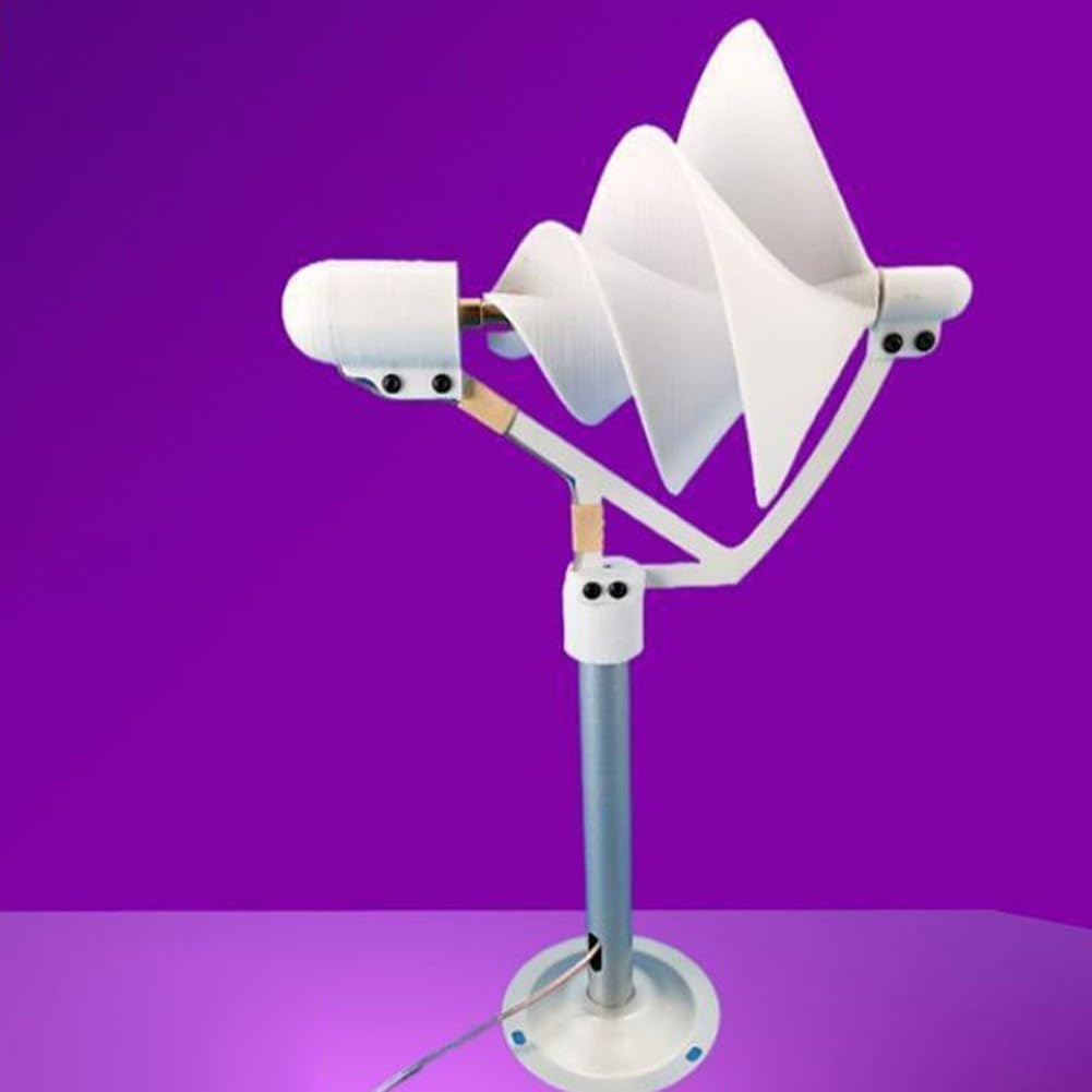Generador de turbina eólica doméstica de 10 W, diseño en espiral con arranque de brisa de Arquímedes para proyectos científicos y modelos de enseñanza en el aula, unidad de metal blanco para