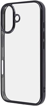 Layout iPhone 16 Case Clear Shockproof iPhone16 iPhone 16 Metallic Clear Case Back Clear Transparent Black Cover Soft Hard Smartphone Cover Smartphone Case RT-P46CC16/BM