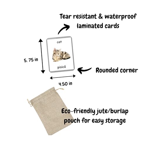 Romanian English Bilingual Flash Cards | Laminated Flash Cards | Montessori Cards | Choose Your Set (Farm Animals) - Image 3