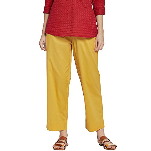 Image of GO COLORS Women Blue Stripe Cotton Wide Pants