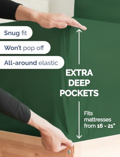 Image of Extra Deep Pocket Twin XL Sheet Set - Breathable & Cooling - Emerald Green