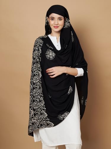 Image of Women's Cotton Rayon Bandhani Print Dupatta with Tassels 2.25 Meters | Women's cotton printed dupatta with tassels.