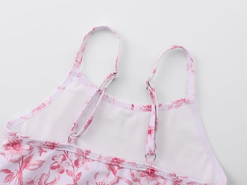 Image of Girls One Piece Swimsuits Adjustable Double Strap for Kids Palm Tree Print Toddler Bathing Suit Size 2T-10