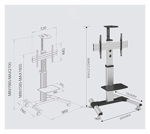 Soporte móvil para TV con ruedas universal 40-70" miniatura 3