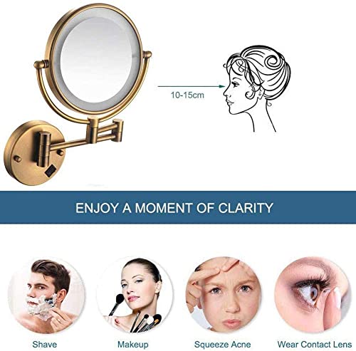 Miroir grossissant double face 8 pouces rétractable USB pour chambre