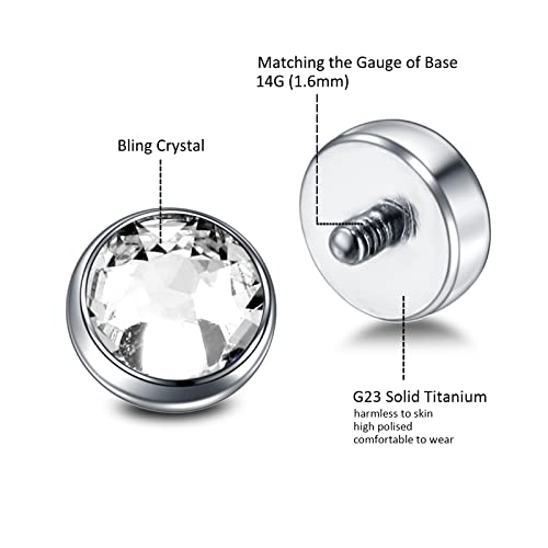 Xpircn 14G Titanium Micro Dermal Anchor Top Crystal Top Dermal Piercings Surface Skin Piercing Body Jewelry3