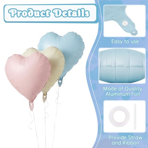 Image of 12 Pcs Colorful Heart Balloons,18 Inch Heart Foil Balloons Love Balloon Valentine Balloon for Birthday Party Wedding Engagement Party Baby Shower Valentine Day Decorations