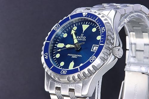 Image of RATIO FreeDiver Sapphire Crystal Quartz Analog Stainless Steel Diver Watch 200M Water Resistant Casual Formal wear Dive Watch