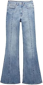 PANTALÓN MUJER NICOPOLY AZUL ACERO CON COSTURAS FRONTALES RECTO