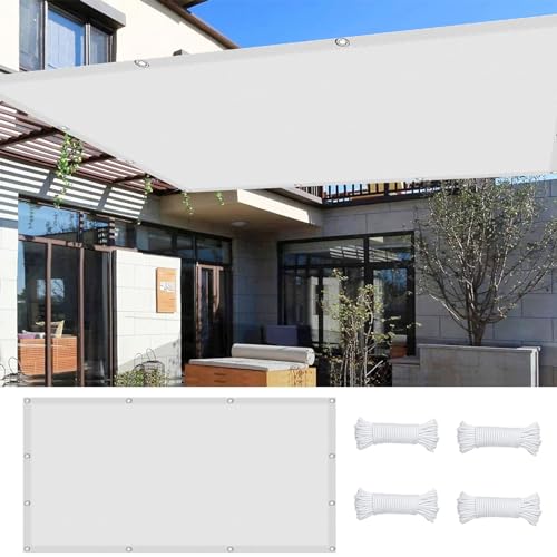 Voile d'ombrage blanc 4.5x8 m avec oeillets et cordons pour terrasse