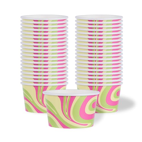 Image of Restaurantware Ice Cream Cups 50 Pack of 8 oz Leak-Resistant Disposable Dessert Bowl Frozen Yogurt Cup Round Paper Container For Cold And Hot Desserts