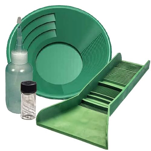 Gold pan kit Pocket Sized TPR Plastic Green Sluice Box - 12\"X3\"x5.5\" 12\" Green Pan