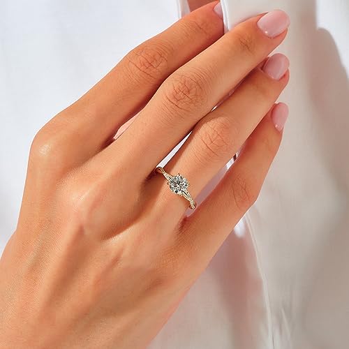 1 CT Petite Infinity Twisted Vine Round Moissanite Engagement Ring in Solid 10K/14K/18K Gold, Simulated Diamond Wedding Ring for Women/Girlfriend/Wife, Size 3-14 ＆ White/Yellow/Rose Gold4