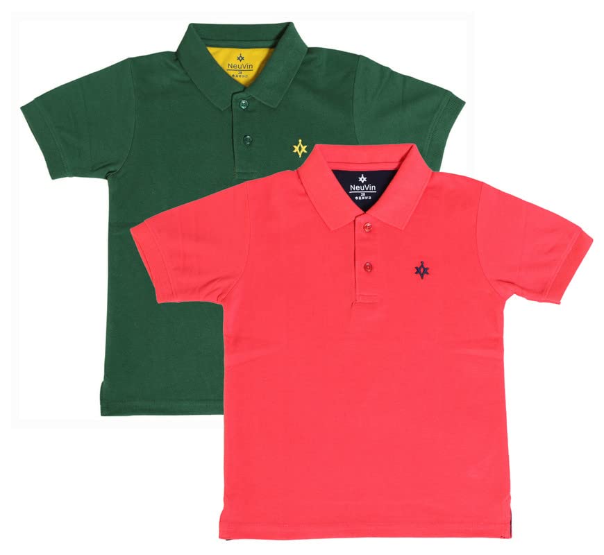 Image of Kids Polo T-Shirt for Boys - Cotton Matty Fabric, Comfortable Fit, Stylish Everyday Wear(Pack of 2)