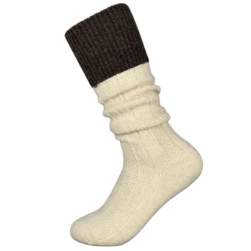 Image of 92% Merino Wool Socks Natural Crew Thick Home Travel Cozy Super- Soft Sock Made in Mongolia