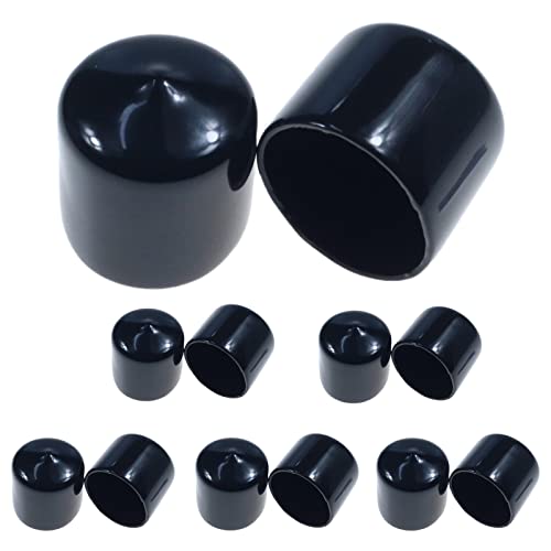 Image of Acocony 1 5 /16 Inch Rubber Cap (33.35 mm) Round Black Pack of 12 | PVC Rubber End Caps Dustproof, Protective & Aesthetic Flexible Covers for Tubing, Pipes, Poles, Bolts & More