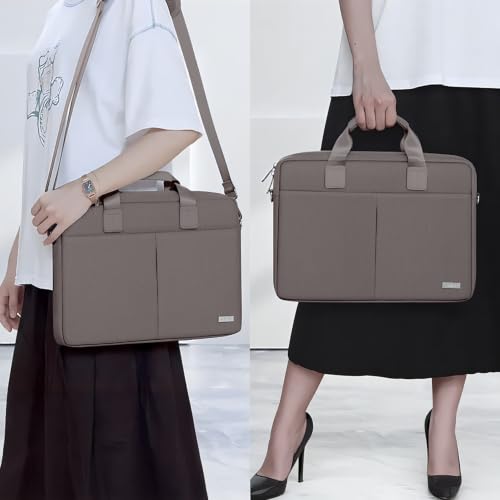 Image of GRIPP Hugo Laptop Sleeve Bag for Laptop /MacBook up to 14 Inch, Detachable Shoulder Strap, Carry Handle, Trolley Sleeve, Tablet Compartment, Multiple Organisers, Office and Travel Bag - Sand Beige