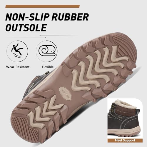 Image of Mishansha Snow Boots for Women - Waterproof Winter Hiking Boots with Warm Fur Lining, Anti-Slip Sole, Insulated Outdoor Cold Weather Booties