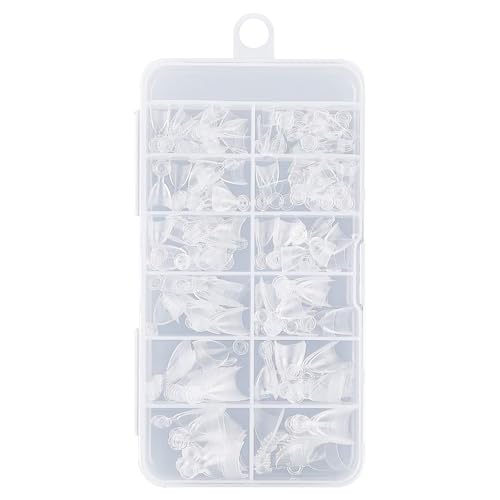 Addein 120 PCS Short Almond Nail Tips, 12 Size Short Oval French ...