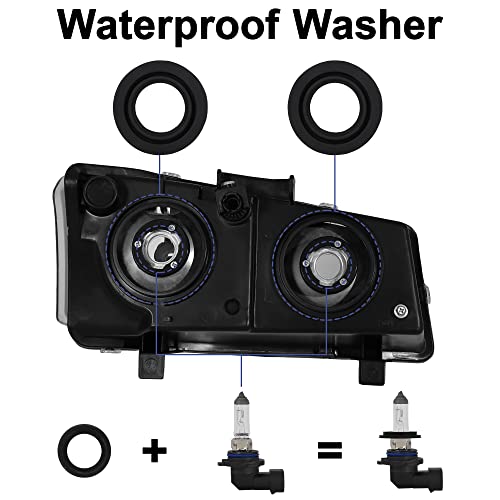 Jenuo No-Fogging Headlight Assembly Fit For 03 04 05 06 Chevy Silverado Avalanche 1500 2500 3500/07 Classic, Not Fit For Factory Cladding Body, Left And Right Side (Chrome Housing Amber Reflector) #TOP3
