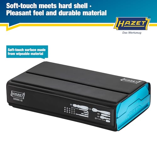 Image of HAZET Smartcase Bit Set 2200SC-32 I 59-Piece Set, Drive: Hexagon 6.3 (1 /4 Inch), Particularly Large Number of Tools in the Smallest Space for the Best Overview I Foldable Tool Set