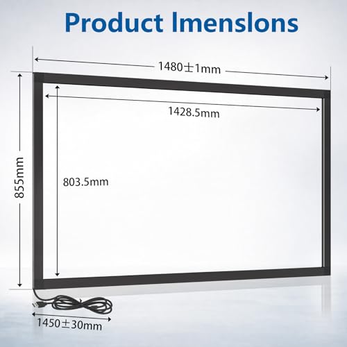 Image of 65 Inch 20 Point Multi-Touch Interactive IR Touch Panel, Infrared Touch Screen Frame for Large Screen Display
