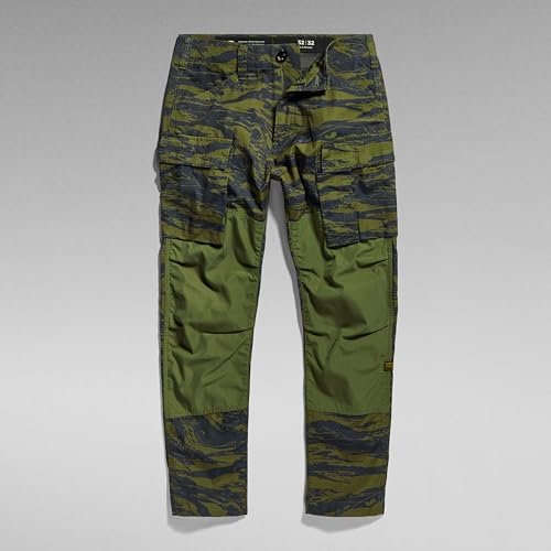 G-STAR Raw - Mens 3D Regular Tapered Cargo 2.0 5-Pocket Pants, Color Shadow Olive 2L Tiger Camo, Size: 32W x 30L4