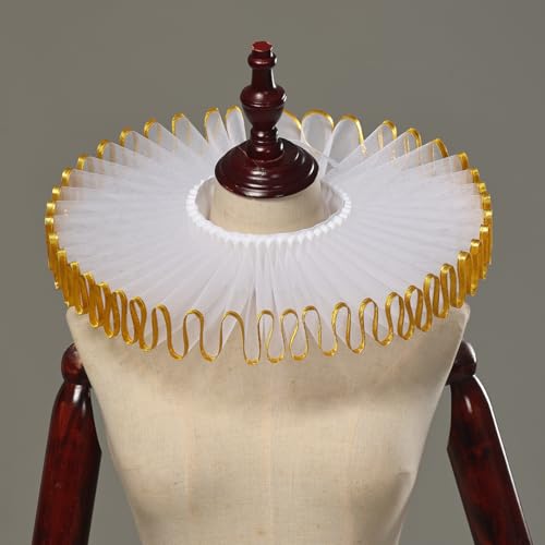 FAD-4U Elizabethan Neck Ruff Detachable Collar for Medieval Costume Ensembles Neck Collars3