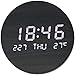 JUSTINZZ Wanduhr Mit Temperaturanzeige & Digitaler Kalender, Wanduhren Modern Wohnzimmer, 7.56 Zoll Kleine Holz Led Uhr Digital Küchenuhren Intelligent Funk Lautlos Tischuhren Beleuchtet, Schwarz