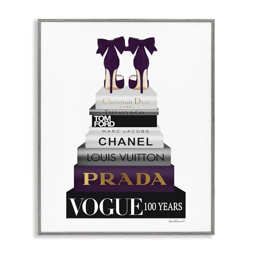 Image of Fashion Designer Shoes Bookstack, 24 x 30 Inch Framed Giclee Print