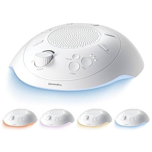 Homedics Sleep Better Portable Sound Machine, Night Light,12 Soothing Sounds Including White Noise, Rain, and Thunderstorm, Ultra-Portable Design, Auto-Off Timer, Ideal for Travel & Baby Sleep