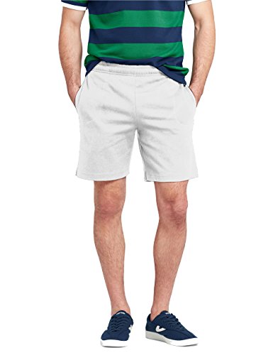 Hat and Beyond Mens Sweat Shorts Brushed Fleece Elastic Lightweight Pants with Pockets (1ih04-00L-WHITE)