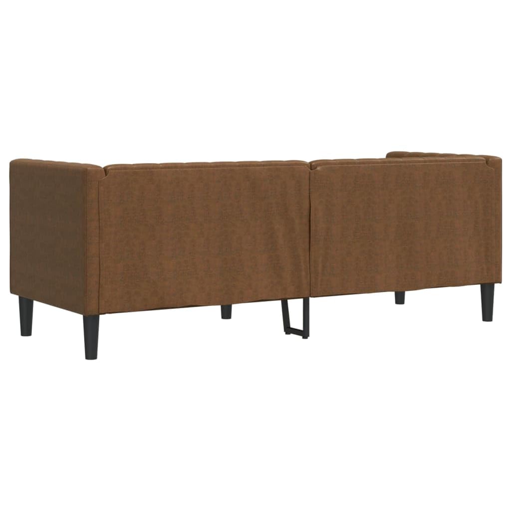 Quoril Canapé Chesterfield 3 places marron en cuir synthétique aspect daim avec fonction couchage et espace de rangement, gain de place, confortable, salon, chambre d'amis, ottoman, chaise longue