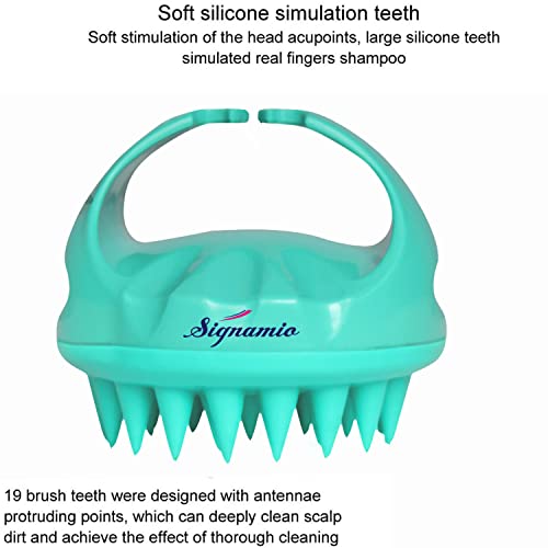 Image of SIGNAMIO Shampoo Brush Silicon Scalp Massager Hair Brush Wet Dry Comb Head Scrubber 100% Comfortable for Hair Improve Blood Circulation for Men,Women Pets - Green - Pack 1