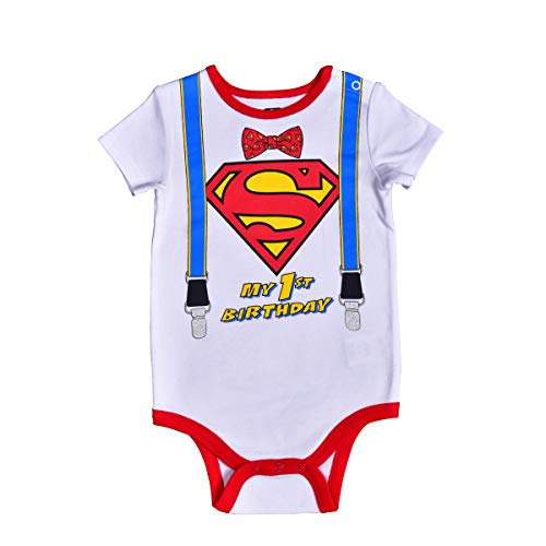 Warner Bros. DC Comics Superman Boys Short Sleeve Bodysuit Creeper for Infant – White