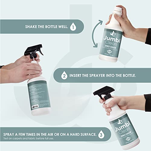 Jumblclean Zero Odor Multipurpose Smell Eliminator Spray & Room Deodorizer No Scent, Natural, Non Toxic Surface & Air Freshener For Home, Car, Closets, Smoke, Pets, Bathroom & Carpet Made In Usa #TOP4