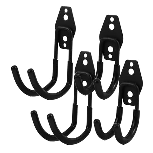 LEDMOMO 4個 重型ガレージ壁掛けフック 耐荷重強化 滑り止めコーティング付 工具 自転車 はしご ホース収納用オーガナイザー
