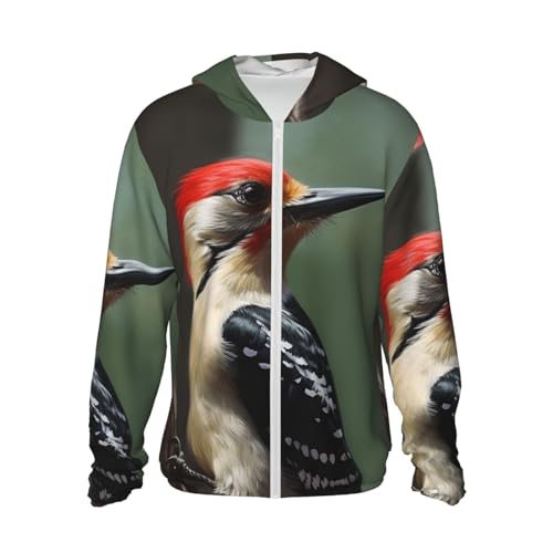 Veste à capuche avec fermeture éclair intégrale Woodpecker UPF 50+ homme et femme pour le sport