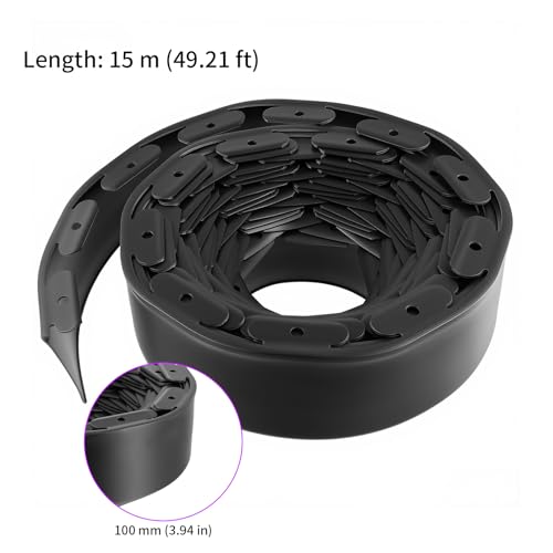 Jeuihau 15M Flexible Garden Edging, Plastic Lawn Edging Border With 45 Strong Securing Pegs For Landscaping Yard, Flowerbeds, Black - 2