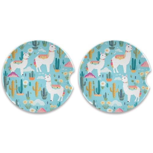 SKYSHU Juego de 2 posavasos redondos de llama para bebidas, soporte de taza de cerámica absorbente con base de corcho y agarre para la punta de los dedos para una fácil limpieza en movimiento, 2.5