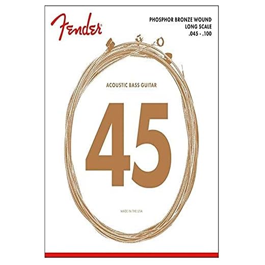 Fender Acoustic Bass Strings, Phosphor Bronze, Long Scale, .45-.100 Gauges, (4)